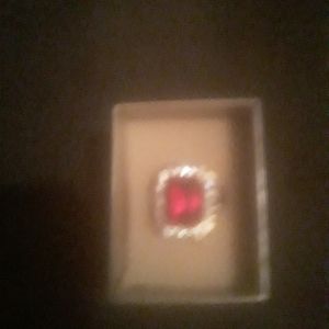 Mens cuban red gold rock bling ring